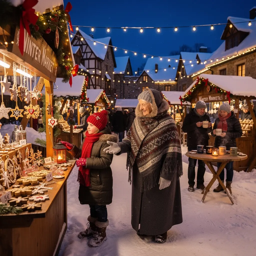Artisans demonstrating the intricate process of handcrafting wooden toys in a picturesque village.